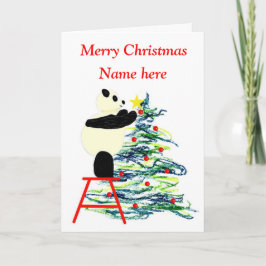 Cartão de Natal Panda, cartão de férias
