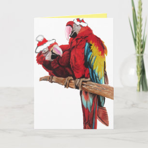 Cartão de Natal Papagaio Vermelho Santa Macaws