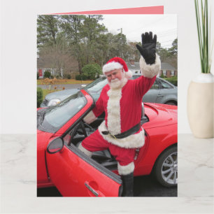 CARTÃO DE NATAL PAPAI NOEL CARRO ESPORTIVO GRANDE