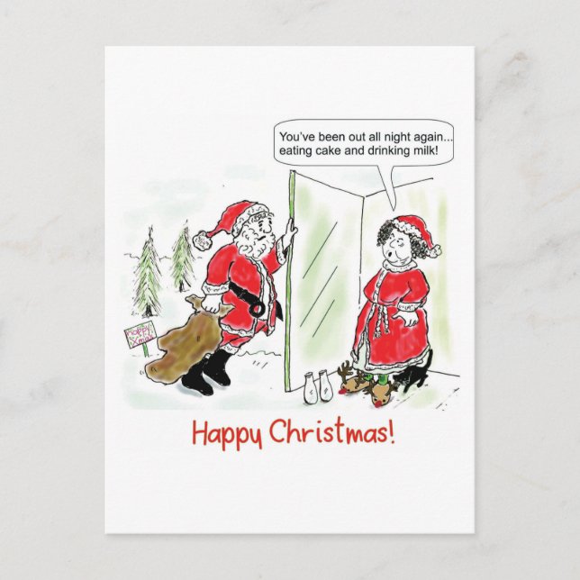 Cartão de Natal... Papai Noel na manhã de Natal (Frente)