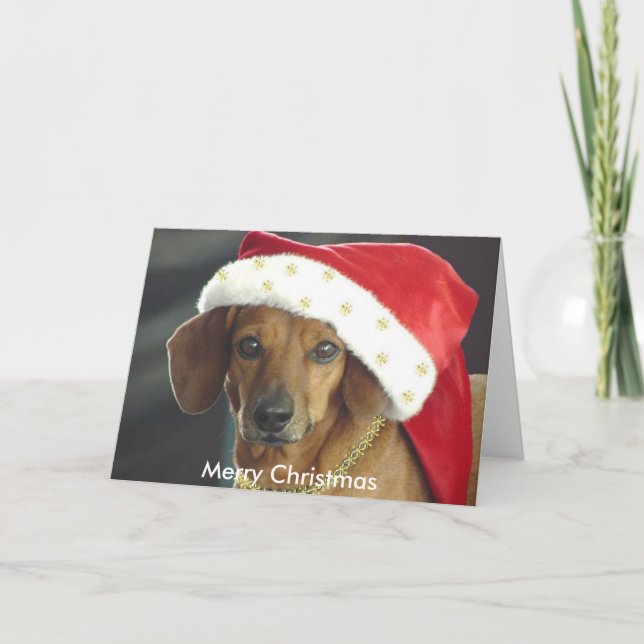 Cartão de Natal - Papais noeis Dachshund (Frente)
