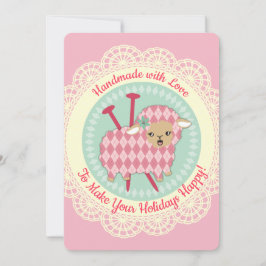 Cartão de Natal para agulhas de tricô de ovelha Ar