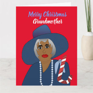 Cartão de Natal para Avó Afro-Americana Feliz Nata