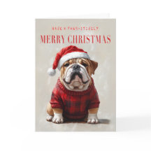 Cartão de Natal para buldogue inglês
