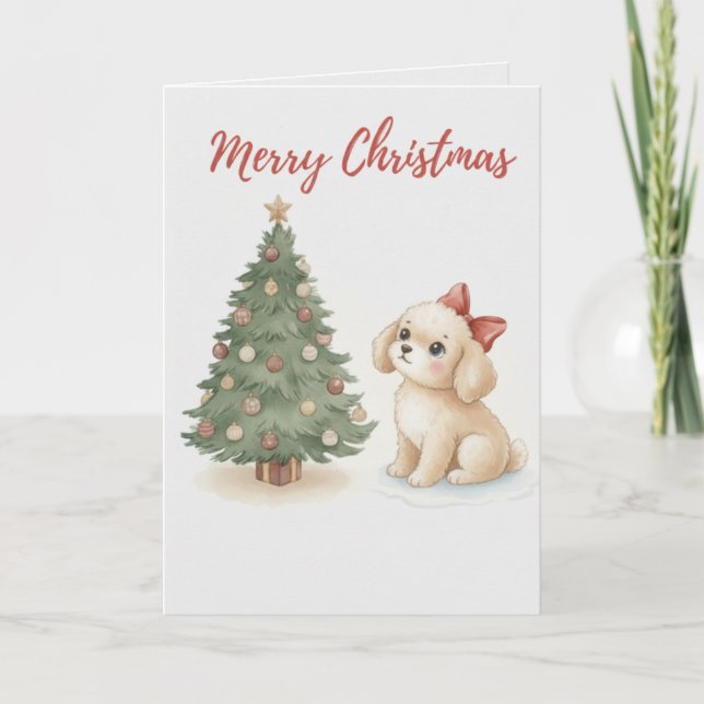 Cartão de Natal para Cachorrinho Cachorro Fofinho  (Frente)