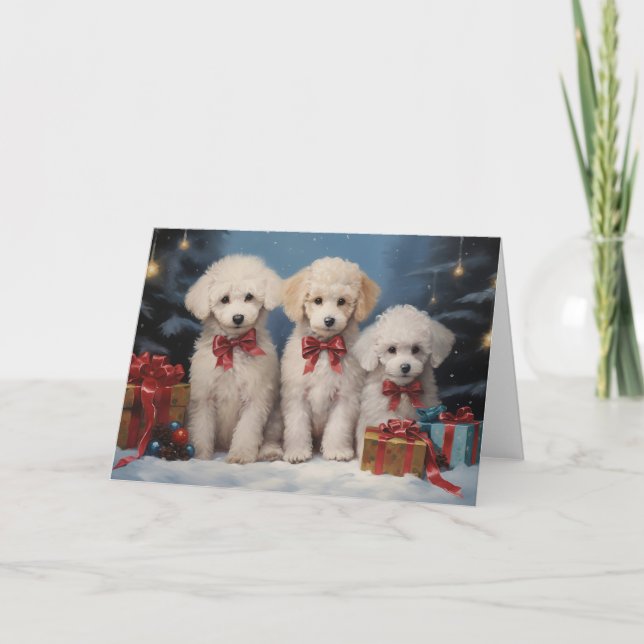 Cartão de Natal para cães de Poodle (Frente)