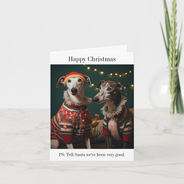 Cartão de Natal para Cães Greyhound (Frente)