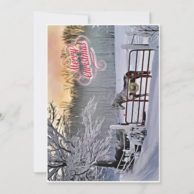 Cartão de Natal para cavalos de inverno (Frente)