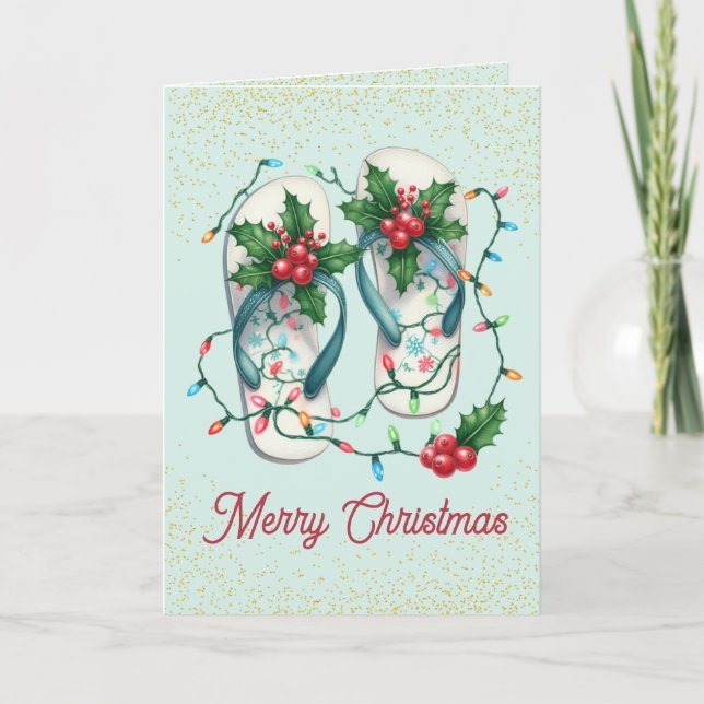 Cartão de Natal para Chinelos Tropicais (Frente)
