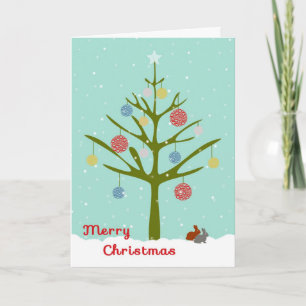 Cartão de Natal para Colaborador com Árvore e Orna