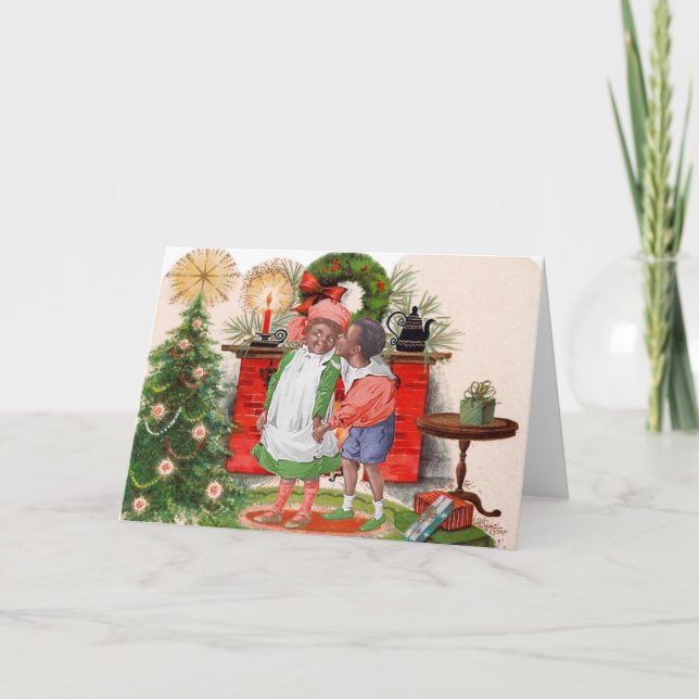 Cartão de Natal para Crianças Africanas Vintage (Frente)