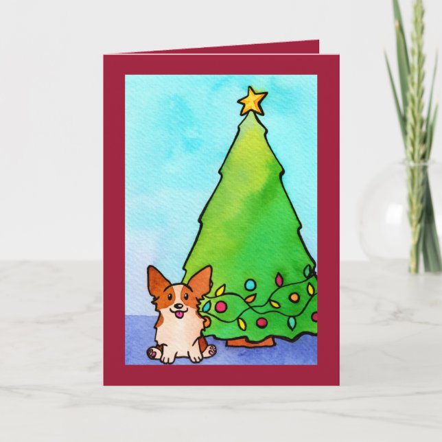 Cartão de Natal para Decorador de Corgi Festivo (Frente)