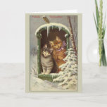 Cartão de Natal para Fröhliche Weihnachten<br><div class="desc">Vintage / Cartão de Voto alemão vitoriano.  Dois adoráveis gatos na neve!  Fröhliche Weihnachten!  Feliz Natal!</div>