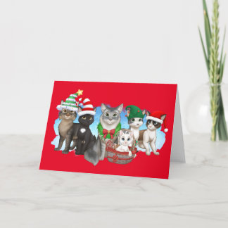 Cartão de Natal para gatos e tripulantes 5" x 7"