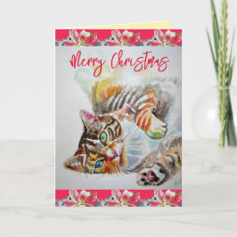 Cartão de Natal para gatos engraçados