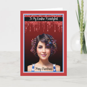 Cartão de Natal para Hairstylist com Mulher Bonito