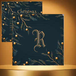 Cartão de Natal para Monograma da Família Verde El