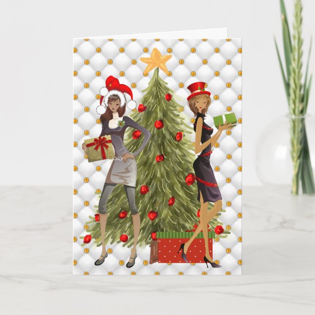 Cartão de Natal para Mulheres Africanas Americanas (Frente)