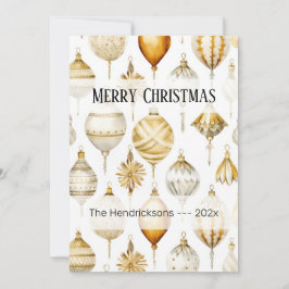 Cartão de Natal para Ornações de Vintage Dourado