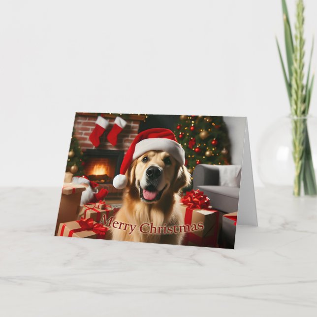 Cartão de Natal para ouro Retriever (Frente)
