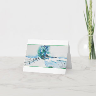 Cartão de Natal para Paisagem com Neve Aquarela