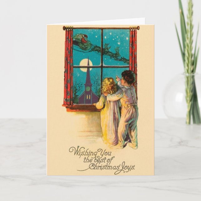 Cartão de Natal para Papais noeis Eve natais vinta (Frente)