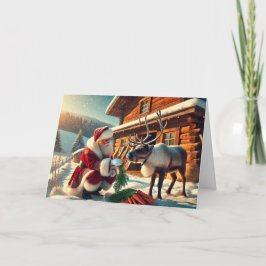 Cartão de Natal para papais noeis que alimentam re