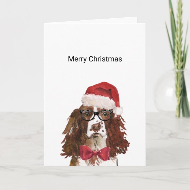 Cartão de Natal para Papais noeis Spinger Spaniel  (Frente)