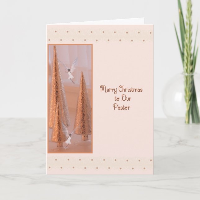 Cartão de Natal para Pastor Dourado com Anjos (Frente)