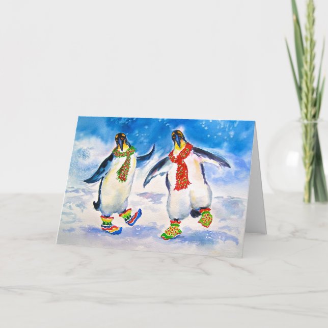 Cartão de Natal para Pinguins legal (Frente)