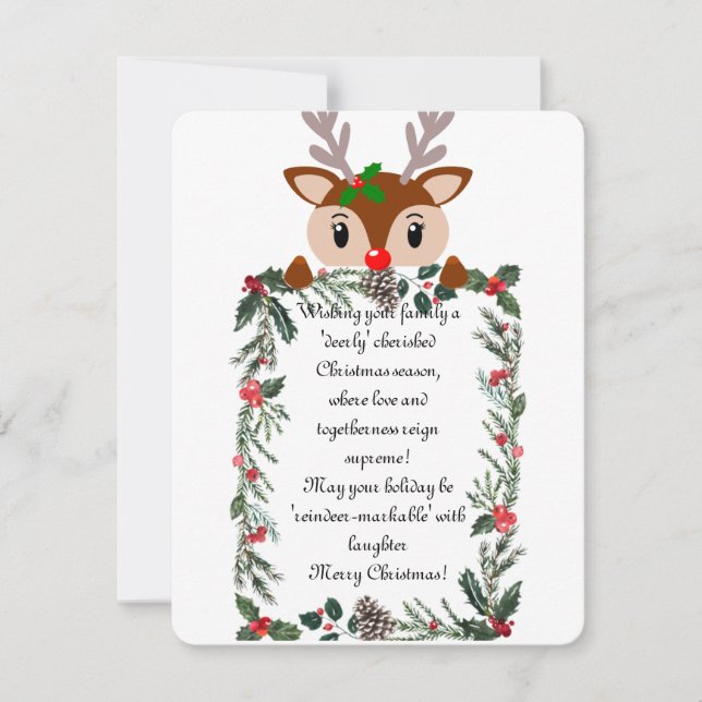 Cartão de Natal para Reindeer (Frente)