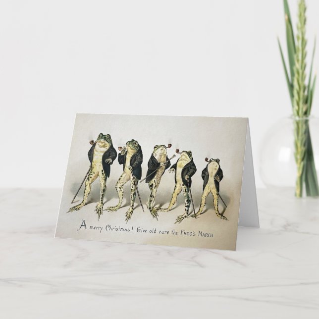 Cartão de Natal para Sapos de Fumagem Vintage (Frente)