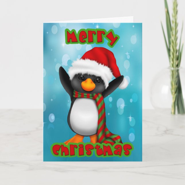 Cartão de Natal Penquin (Frente)