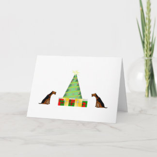 Cartão de Natal pequeno de Airedale dos ajudantes