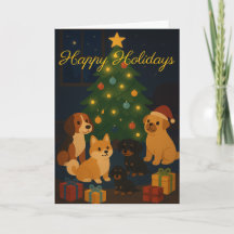 Cartão de Natal Personalizado com Cachorrinhos ao 