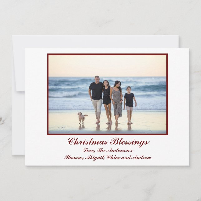 Cartão de Natal Personalizado com Foto, Vermelho (Frente)
