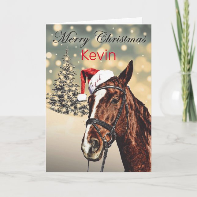 Cartão de Natal Personalizado de Cavalos (Frente)