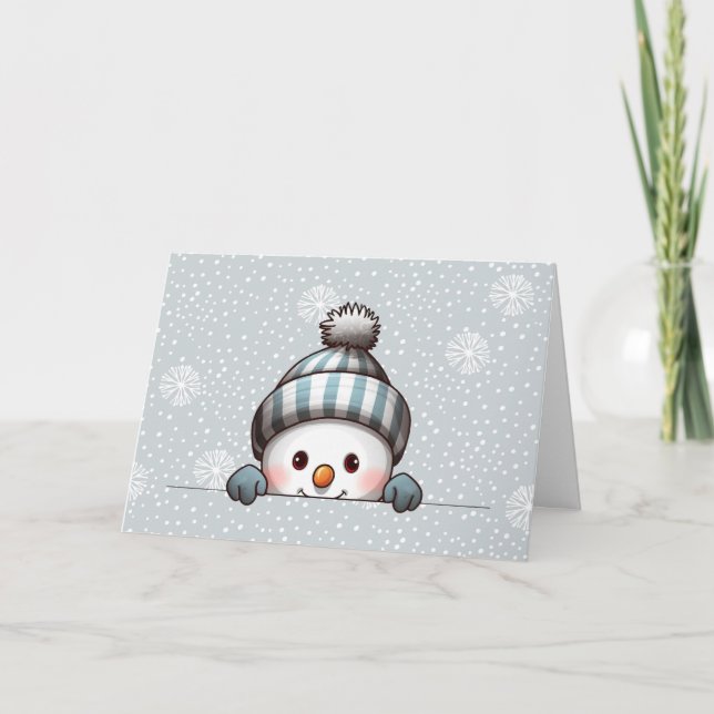 Cartão de Natal Personalizado do Boneco de Neve Es (Frente)