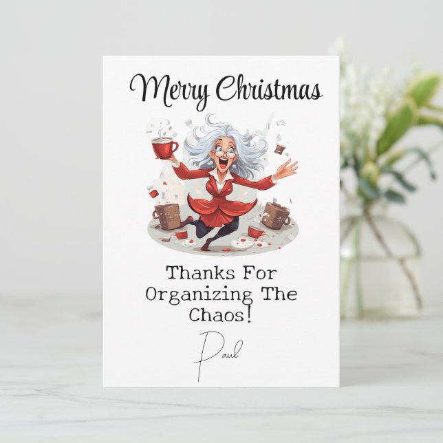 Cartão de Natal Personalizado Do Chefe (Em pé/Frente)