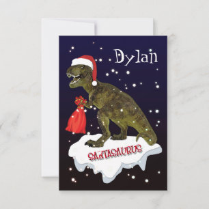 Cartão de Natal Personalizado do Dinossauro 'Santa