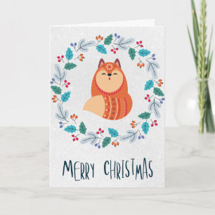 Cartão de Natal Personalizado do Fox Rústico Dobra