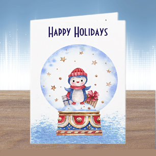 Cartão de Natal Personalizado do Pinguim do Globo