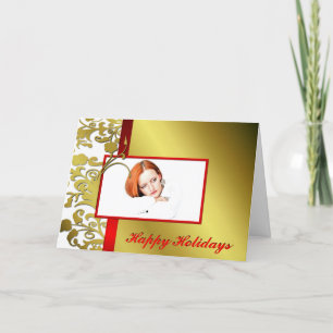 Cartão de Natal Personalizado Elegante Dourado