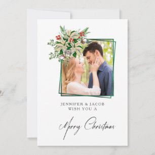 Cartão de Natal Personalizado Floral Elegante