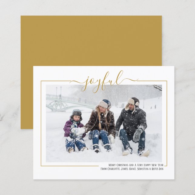 Cartão de Natal Personalizado - Foto Joyful - BUDG (Frente/Verso)