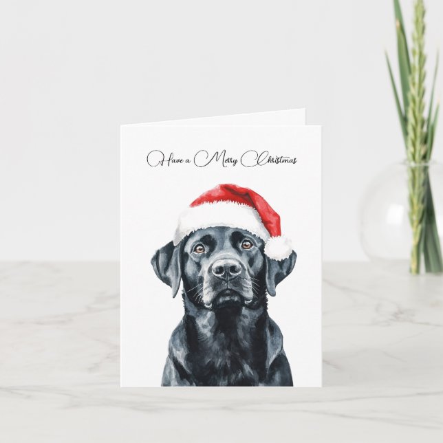 Cartão de Natal Personalizado Labrador Preto (Frente)