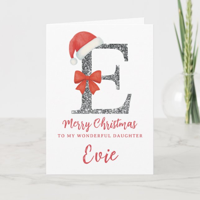 Cartão de Natal Personalizado - Letra E (Frente)