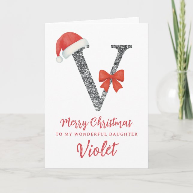 Cartão de Natal Personalizado - Letra V (Frente)