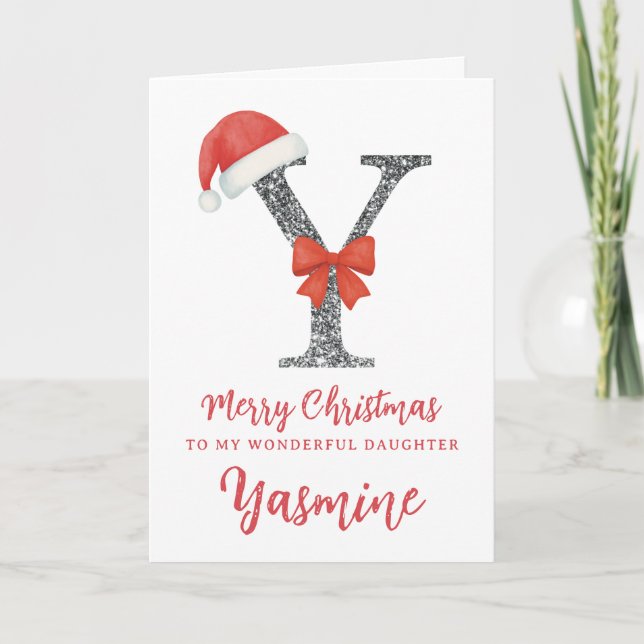Cartão de Natal Personalizado - Letra Y (Frente)