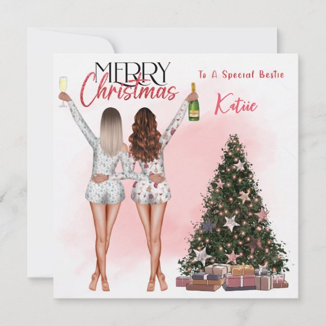 Cartão de Natal Personalizado Melhor Amiga Amigo B (Frente)